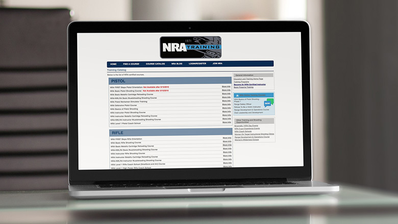 Notebook computer with NRA Online Training web site on the screen