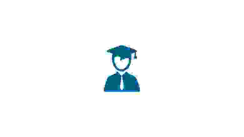 Blue icon of a student