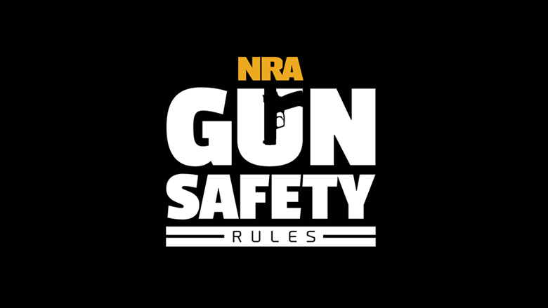 NRA Gun Safety Rules Logo on a Dark Background