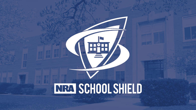 NRA School Shield Logo on a Blue Background