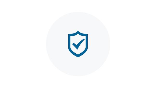 Blue Icon of a Checkmark on a Shield