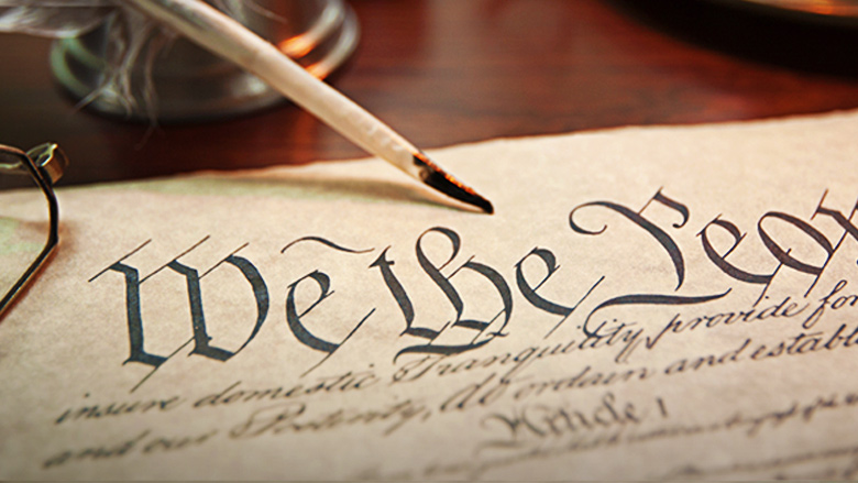 The Constitution of the United States and a Quill Pen