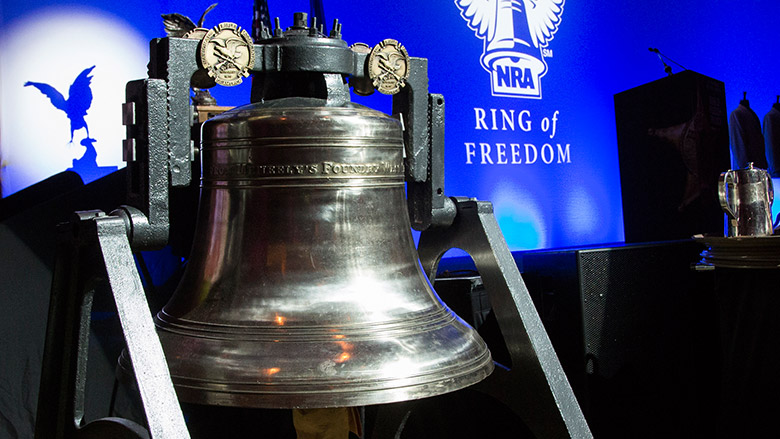 Huge Bell on Stage During the Ring of Freedom Ceremony at the NRA Annual Meetings