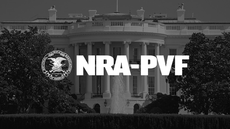 NRA Political Victory Fund (NRA-PVF) Logo on a Dark Background of the White House