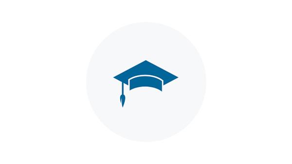 Blue Icon of a Mortarboard Hat