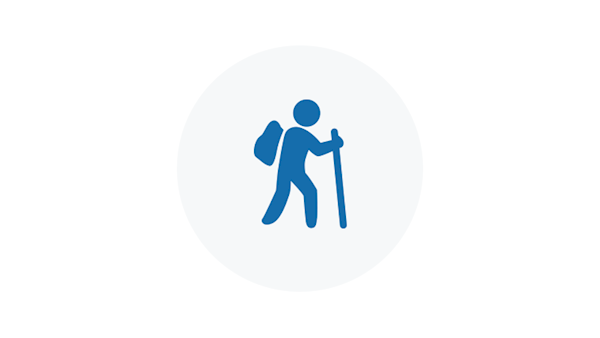 Blue Icon of a Hiker