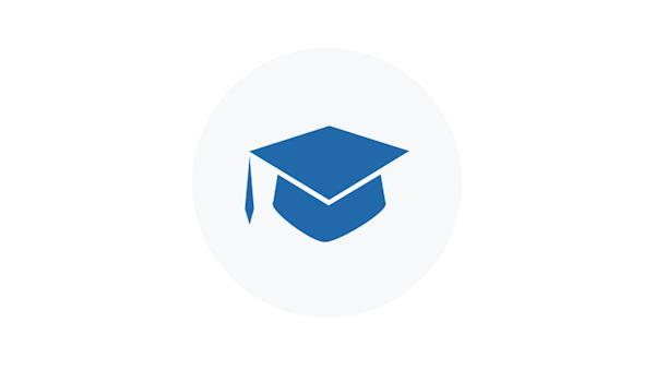 Blue Icon of a Mortarboard Hat