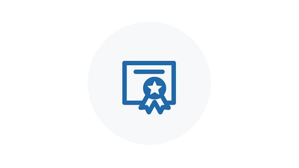 Blue Icon of a Certificate