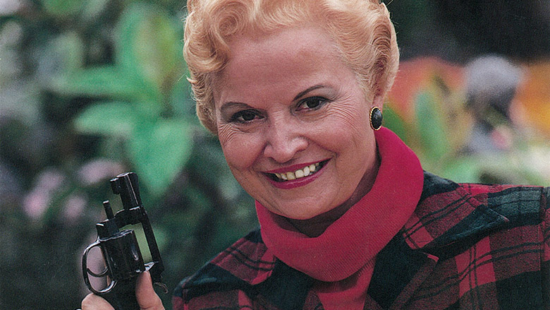  Jeanne E. Bray holding a revolver
