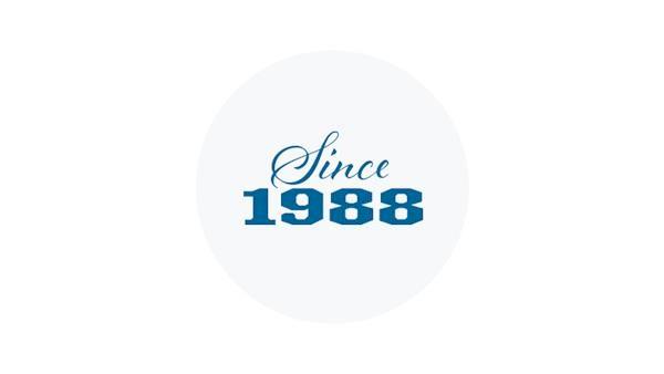 Blue Icon of "Since 1988"